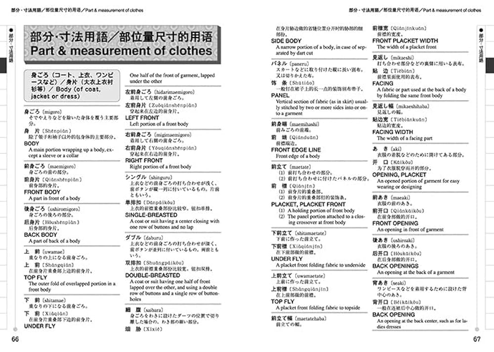 日中英服装技術用語辞典 新訂8版 | 彭 憲、高島 春弥、佐伯 晃